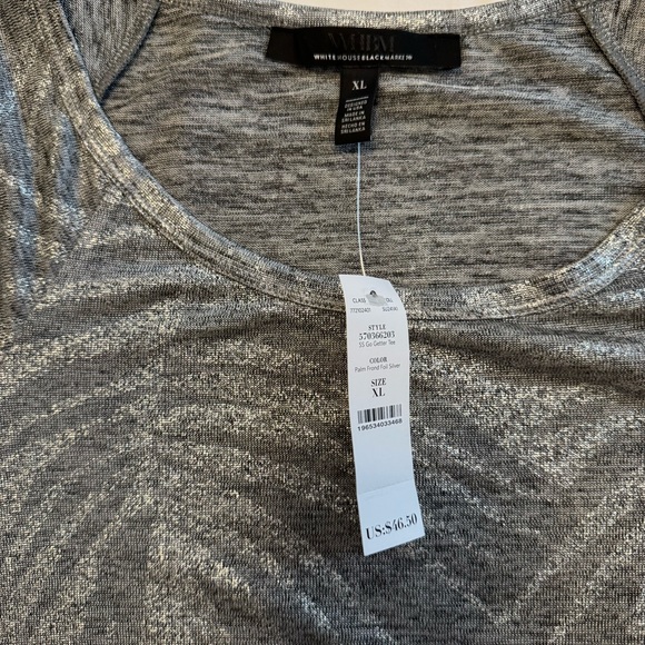 White House Black Market Silver Patterned Short Sleeve Top Size XL - Picture 6 of 6